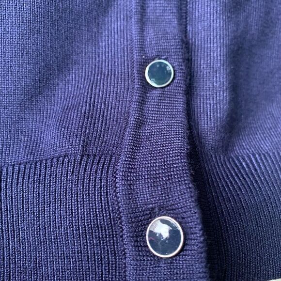 New Ladies Beaded Crewneck Cardigan In Navy - Picture 7 of 14